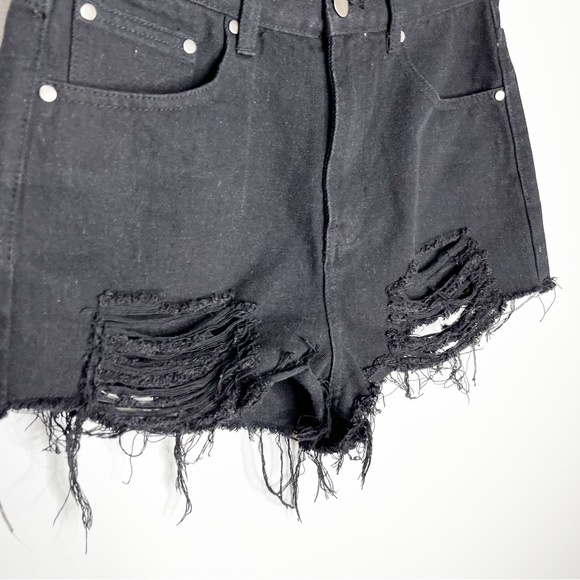 Superdown Black Simi Distressed Cut Off High Waist Shorts Size 26 - Picture 5 of 8